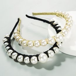 Pearl-inlaid hair band women's headband hand-wound thin edge hair accessories headbuckle