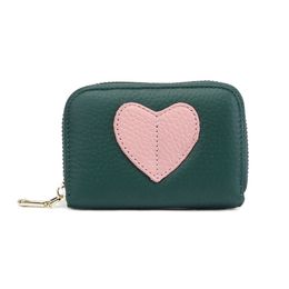 New fashion luxury designer coin bag cute lovely heart zipper genuine leather card holder wallet for women girls