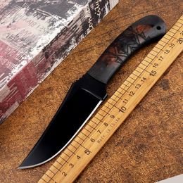 Hot Fixed Blade Knife Stonewashed 80crv2 Blade Black G10 Handle Hunting Camp Survival Tactical Straight Knives Outdoor Tools