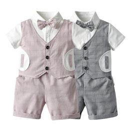 INS Summer gentleman baby boys suits Infant Outfits bows shirt+shorts 2pcs/set baby boy clothes baby outfits Newborn Outfits retail