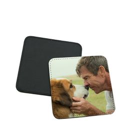 DHL50pcs Sublimation PU Blank coasters hot transfer printing neoprene round square shape rubber cup mats