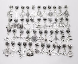 100Pcs/lot alloy mixed Charms pendant Big Hole beads Dangle Charms For Jewelry Making findings