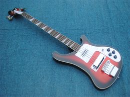 Factory custom Black and Red body Electric Bass Guitar with chrome Hardware,Rosewood fingerboard,Provide customized services