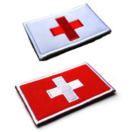 Swiss Flag 3D Embroidery Armband Military Tactics Special Forces Morale Badge Camouflage Clothing Backpack Hat Decoration Patch