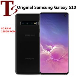 オリジナルSamsung Galaxy S10 G973F G973U 6.1インチOcta Core 8GB RAM 128GB ROM 16MP 4G LTEロック解除Android改装されたスマートフォン1PC DHL