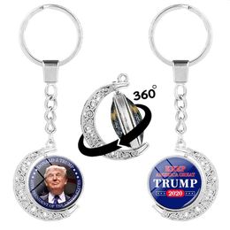 Trump Keychain Double Side Rotary Half-moon Keychains US President REELECT Keyrings Keep America Great Pendant Party Favour GGA3592-4