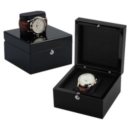Custom Logo Wooden Watch Box Leather Watch Case with Gift Box Packaging