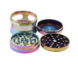 Rainbow Grinders Diameter 4 Parts Herb Smoking Grinders Zinc Alloy Metal Grinders with Smoking Spice Smoking Spice Crusher Machine LSK212