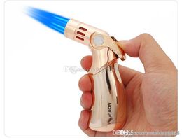 JOBON Four mouthes Torches lighter Butane Torch Windproof Jet Flame Straight Lighter Colour for cigarette barbecue Kitchen lighter Tools