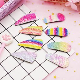 Kids Hair Clips Rainbow Girls BB Hairpins Glitter Colour Baby Barrettes Styling Headwear Korea Trendy Hair Accessories 8 Designs DW4374
