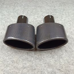 1 piece Oval slanted Shiny Carbon Black Stainless Steel Exhaust Pipe For Akrapovic CAR MODIFIDE MUFFLER End pipes