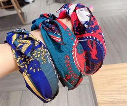Smaller Bow Knotted Centre Hairband for Women National Flower Print Boho Head Band Adults Girls Hair Accessories Bow Headband