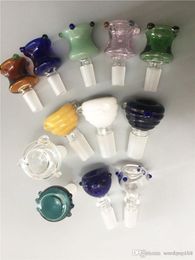 Colourful 14mm 18mm male Herb Slide Dab Glass Bowls Dry Herb Bowl Tobacco bowls Ash Catcher for Glass Bongs Water Pipes Dab Rig