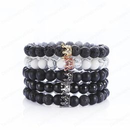 Natural Volcanic Stone Micro-Set Ochre Crown Bracelet Fashion Creative Frosted Smooth Bracelet Bracelet 5 Styles for Women