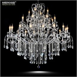 Modern grande 28 braços forjados candelabros de ferro de cristal luminária cromada lustre de sala pingente lâmpada de suspensão para foyer villa