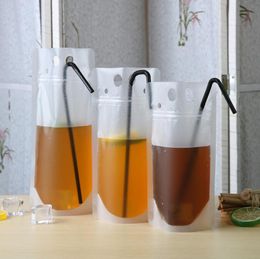 Transparent Drink Pouches Clear Beverage Bag Frosted Self Sealed Milk Coffee Juice Drinking Plastic Bags Plastic Portable SN1219