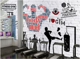 Custom photo wallpapers for walls 3d Gym murals Brick wall sports gym club image wall background decorative wall papers