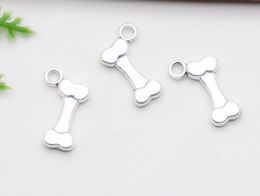 200pcs/Lot Antique Silver Plated Dog bone Charms Pendants for Jewellery Making Bracelet DIY Handmade 17x10mm