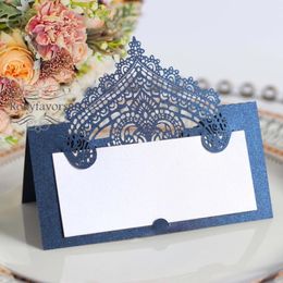 100pcs Laser Cut 3D Lace Paper Place Card Party Favours Wedding Reception Supplies Event Anniversary Table Decor Gifts Rustic Party Supplies