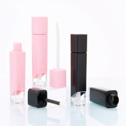 Empty 5ml Lip Gloss Tube square transparent bottom lip glaze tube DIY Elegant Lip Stick Container bottom clear tubes