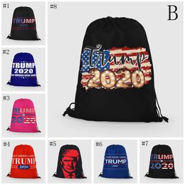 Trump Draws Rope Bags 24 Styles Storage Bag 2020 US Presidential Election Trump Campaign Pattern Shopping Bag Beach Bag EEA1851