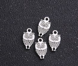 200pcs/lot Antique Silver Plated Zinc Alloy Animals Owl Charms Pendants Metal for Jewelry Findings DIY 9x18mm