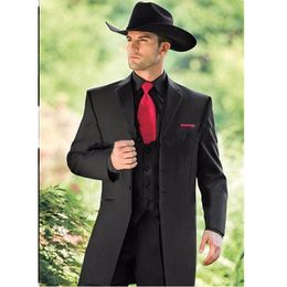 Men's Suits & Blazers New 2023 black lapel Business wedding suit custom (coat pants vest)