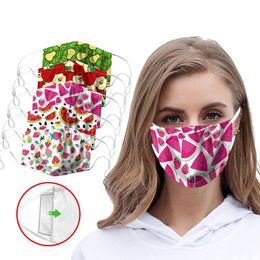Colorful fruit watermelon cherry pineapple designer face mask adjustable protective mask dust with PM2.5 filter breathable face masks