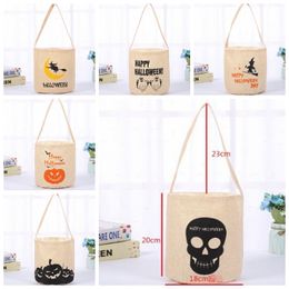 Halloween Buckets Monogrammed Canvas Bag Personalised Trick or Treat Bag Pumpkin Pail Basket Hallowmas Gift Pouch 6 Designs 300pcs DW4265