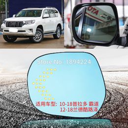 For Toyota PRADO 2010-2018 Car Rearview Mirror Wide Angle Blue Mirror Arrow LED Turning Signal Lights