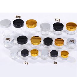 Transparent Glass Jar Cream Bottles Round Cosmetic Jars Hand Face Packing Bottles 5g-80g Jars With Anodized Aluminium cover Free Ship