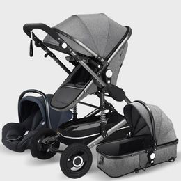 Strollers# Baby Stroller 3 in 1 Genuine Portable Carriage Fold Pram Aluminum Frame Q240429