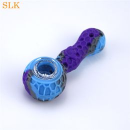 420 glass water bongs dab rig mini smoking pipe Honeybee style glass bowl tobacco pipe silicone bong smoking accessories