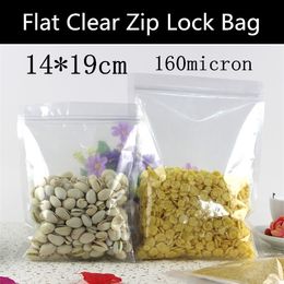 Free Shipping 200pcs 14cmx19cm 160micron Double Clear Plastic Snack Pouch Zip Lock Cereals/Meat/Tea/Powder Packaging Bag