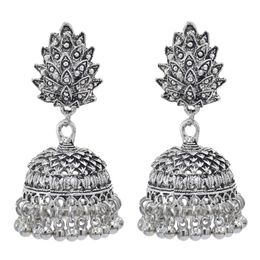 Indian Style Jhumka Earrings for Women Vintage Silver Gold Metal Bells Tassel Earring Ethnic Party Jewelry