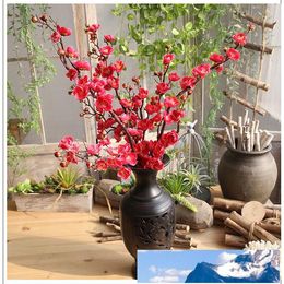 3pcs Artificial Long branch plum flower blossoms Silk Artificial flowers plastic stem tree branch Home table Decor Wedding Decoration