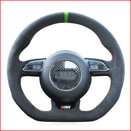 Custom Made Anti Slip Black Suede DIY Car Steering Wheel Cover for Audi S1 8X S3 8V Sportback S4 B8