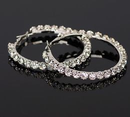 New hot sale Crystal Rhinestone Earrings Women Gold Sliver Hoop Earrings Fashion Jewellery Earrings For Women WY1467