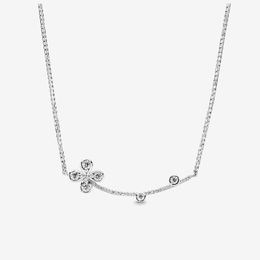 Beautiful Womens Sparkling Clover Pendant NECKLACE Wedding Gift Luck Jewellery for Pandora 925 Sterling Silver Necklaces with Original box