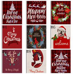 Christmas Garden Flags Alphabet Pattern Garden Flag Printed Banner Flags Flax Flag Christmas Decoration Size About 47*32cm 9 Designs BT22