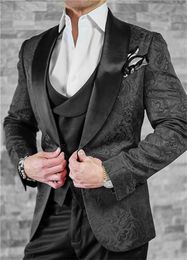 Hot Selling Groomsmen Shawl Lapel Groom Tuxedos One Button Men Suits Wedding/Prom/Dinner Best Man Blazer ( Jacket+Pants+Tie+Vest ) K463