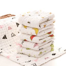 Baby Towels 100% Cotton Gauze Newborn Burp Cloths Muslin Baby Face Towels Baby Bath Wrap Infant Boys Girls Washcloth 30 Designs 10pcs DW4154