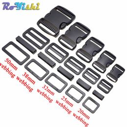 10 sets/lot 20mm 25mm 30mm 38mm 50mm Plastic Slider Adjustable Rectangle Ring Belt Loop Curved Side Release Buckles For Paracord