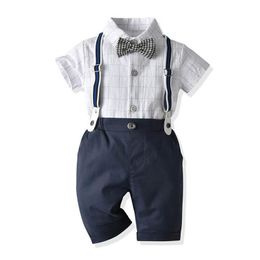 Summer new baby boys suits Infant Outfits boys clothing sets short sleeve shirt+ suspender trousers 2pcs/set baby boy clothes retail