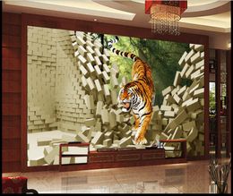 Custom photo wallpapers for walls 3d mural Forest tiger wall tiles living room TV background wall papers home decor