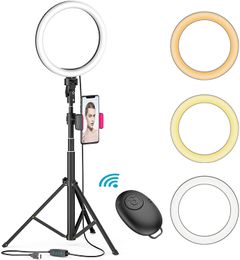 8'' LED Selfie Ring Light for Live Stream/Makeup/YouTube Video, Dimmable Beauty Ringlight with Tripod Stand and Phone Holder