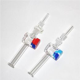 hookahs Glass Rig Stick Mini Nectar with Thick Pyrex Clear Philtre Tips Tester Straw Tube Water Pipes silicone wax jars