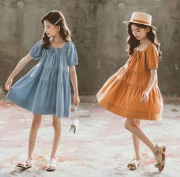 Girls dress summer 2020 new summer simple children's skirt bow western style big child princess dress WY1455