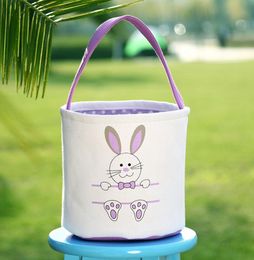 Canvas Easter Basket Print Bucket Bags DIY Cute Easter Baskets Tote Bag New Year Easter Eggs Favour Handbag Put Basket