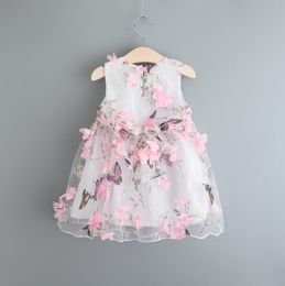 Kids Designer Clothes Girls Flower Dresses Butterfly Printed Princess Dress Sleeveless Toddler Girl Tulle Dresses Boutique Kids Clothes 4125